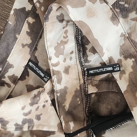 PrettyLittleThing Brown Cow Print Beach Flares and Shirt Set Size 2 - Picture 9 of 12